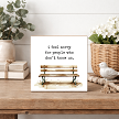 Funny best friend sign reading I Feel Sorry for People Who Don’t Know Us with simple watercolor park bench illustration 