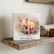 Gettin Piggy With It Watercolor Pig Block Sign 