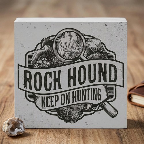 Rock Hound Keep on Hunting sign for rock collectors and geology enthusiasts 