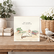 Not to Brag But I Showed Up funny sign with watercolor books, coffee, journal, glasses and green houseplants 