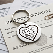 Personalized Gotcha Day adoption keychain with child name and adoption date heart design 