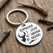 Someone I Love Is Hunting in Heaven memorial keychain with deer and personalized back 