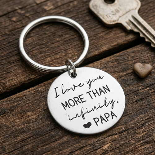 Personalized I Love You More Than Infinity keychain with custom name and optional back personalization 