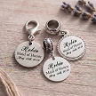 Personalized bridal party charm with custom name, Maid of Honor title and wedding date with connector choices and optional personalized back 