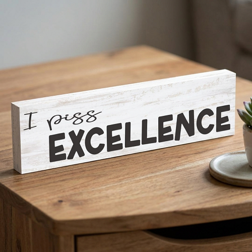 Funny I Piss Excellence sarcastic adult humor sign for coworkers bosses friends office garage workshop or man cave decor 
