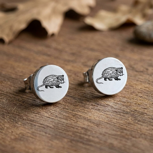 Opossum Stainless Steel Post Earrings 