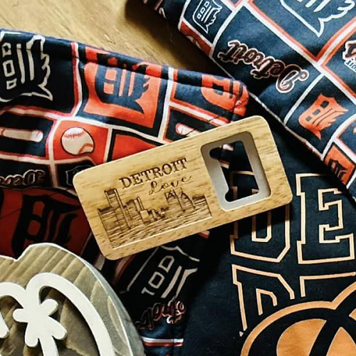  Detroit Love Wood Bottle Opener Custom Skyline Gift 